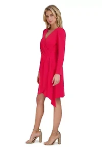 L/S FAUX WRAP DRESS