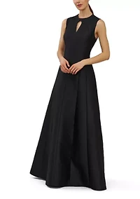 Women's Sleeveless Keyhole Neck Jacquard Gown