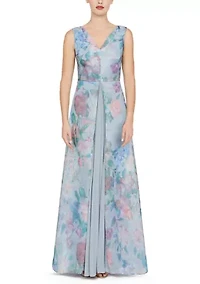 Women's Merida Sleeveless Floral Print A-Line Gown