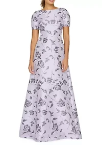 Women's Short Sleeve Floral Gown
