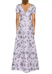 Women's Short Sleeve Floral Gown