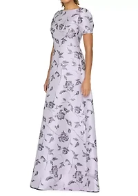 Women's Short Sleeve Floral Gown