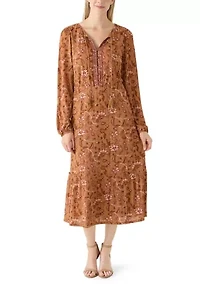 Women's Long Sleeve Peasant Maxi Dress