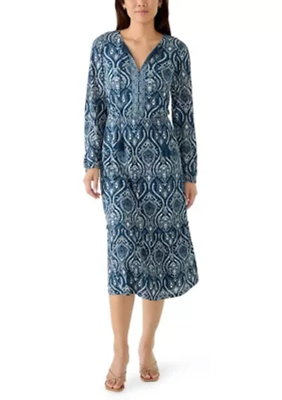 Women's Long Sleeve Peasant Maxi Dress
