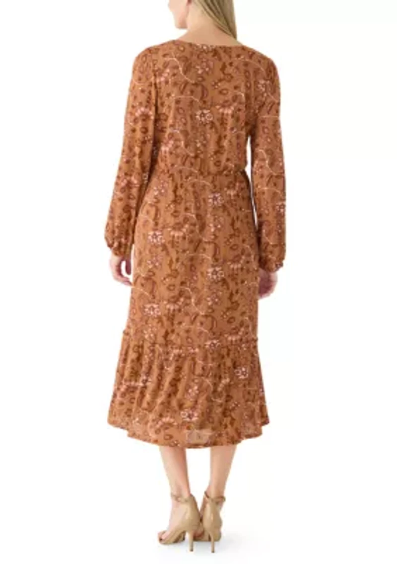 Women's Long Sleeve Peasant Maxi Dress