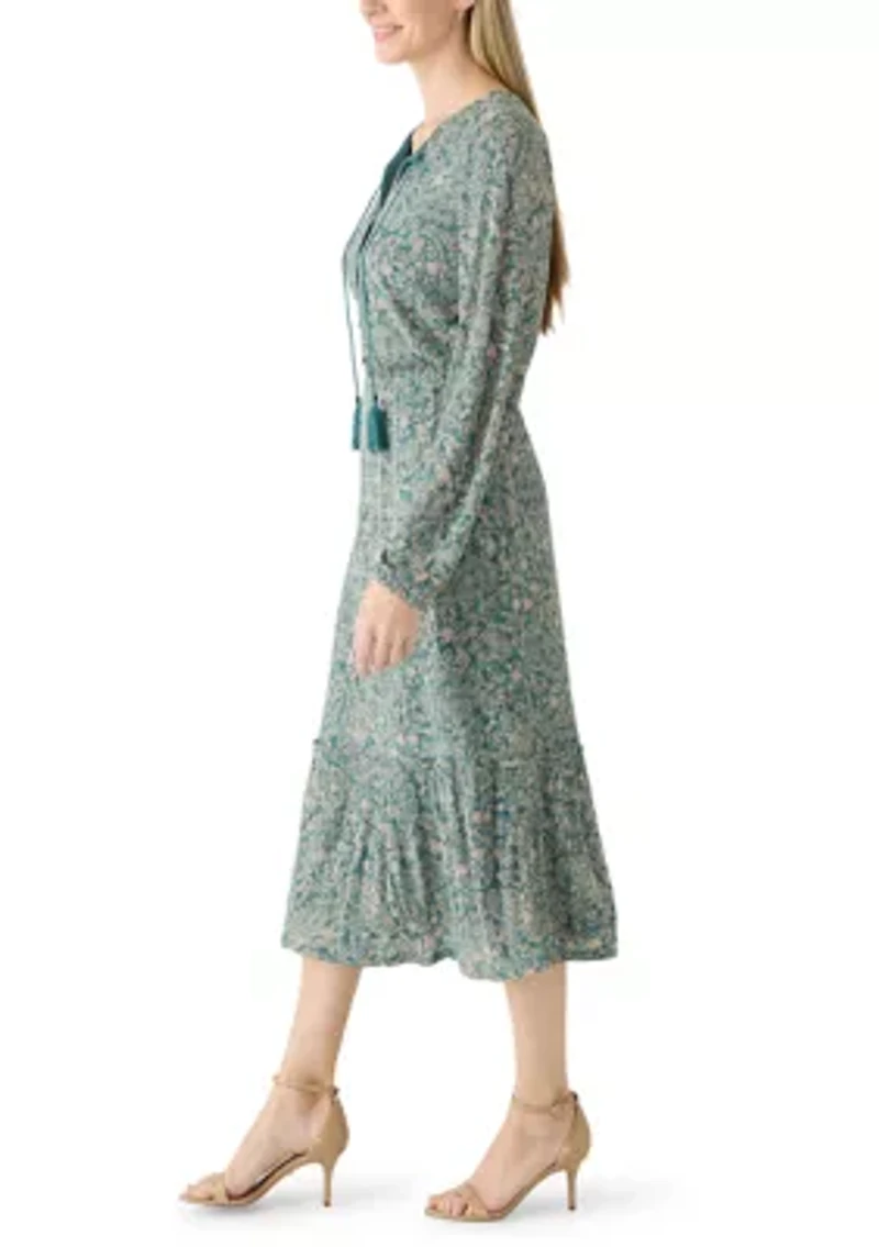 Women's Long Sleeve Peasant Maxi Dress