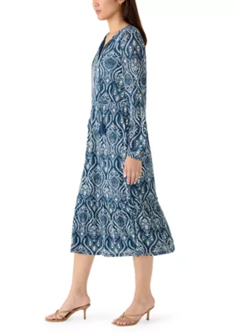 Women's Long Sleeve Peasant Maxi Dress