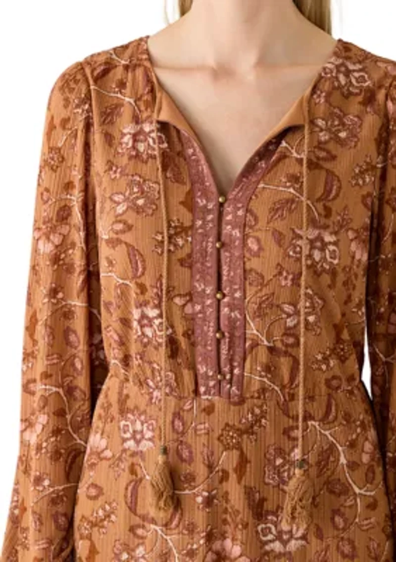 Women's Long Sleeve Peasant Maxi Dress