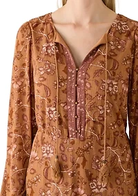 Women's Long Sleeve Peasant Maxi Dress