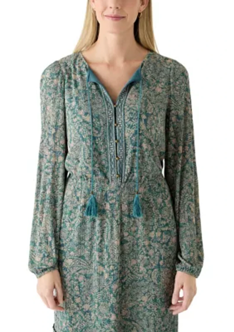 Women's Long Sleeve Peasant Maxi Dress