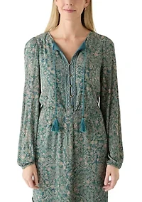 Women's Long Sleeve Peasant Maxi Dress