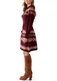Women's Mock Neck Printed Sweater Dress
