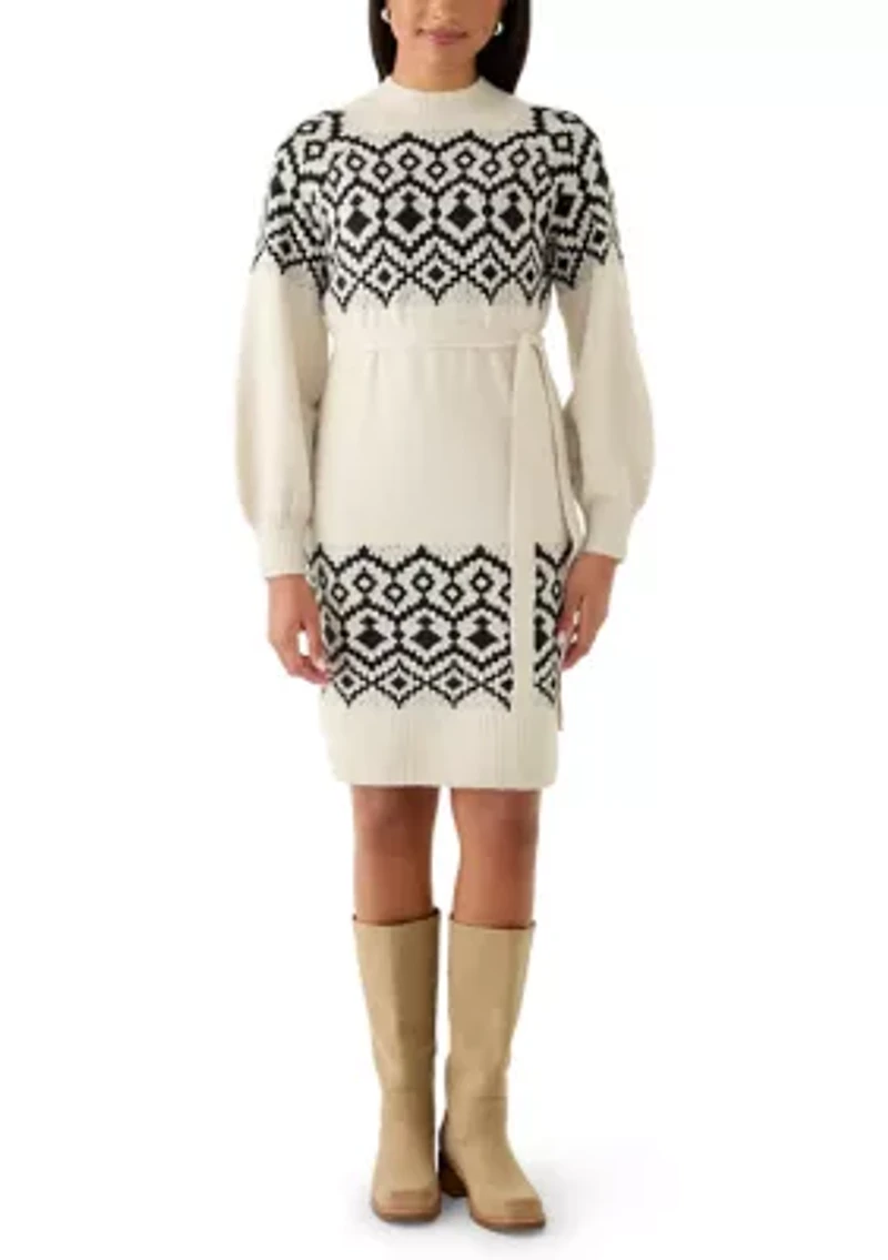 Midi Sweater Dress with Tie Waist
