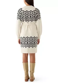 Midi Sweater Dress with Tie Waist