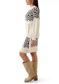 Midi Sweater Dress with Tie Waist