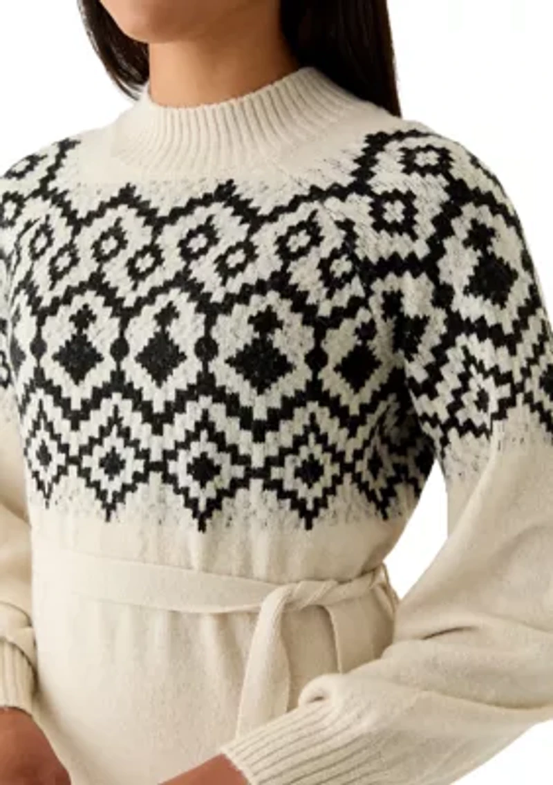 Midi Sweater Dress with Tie Waist