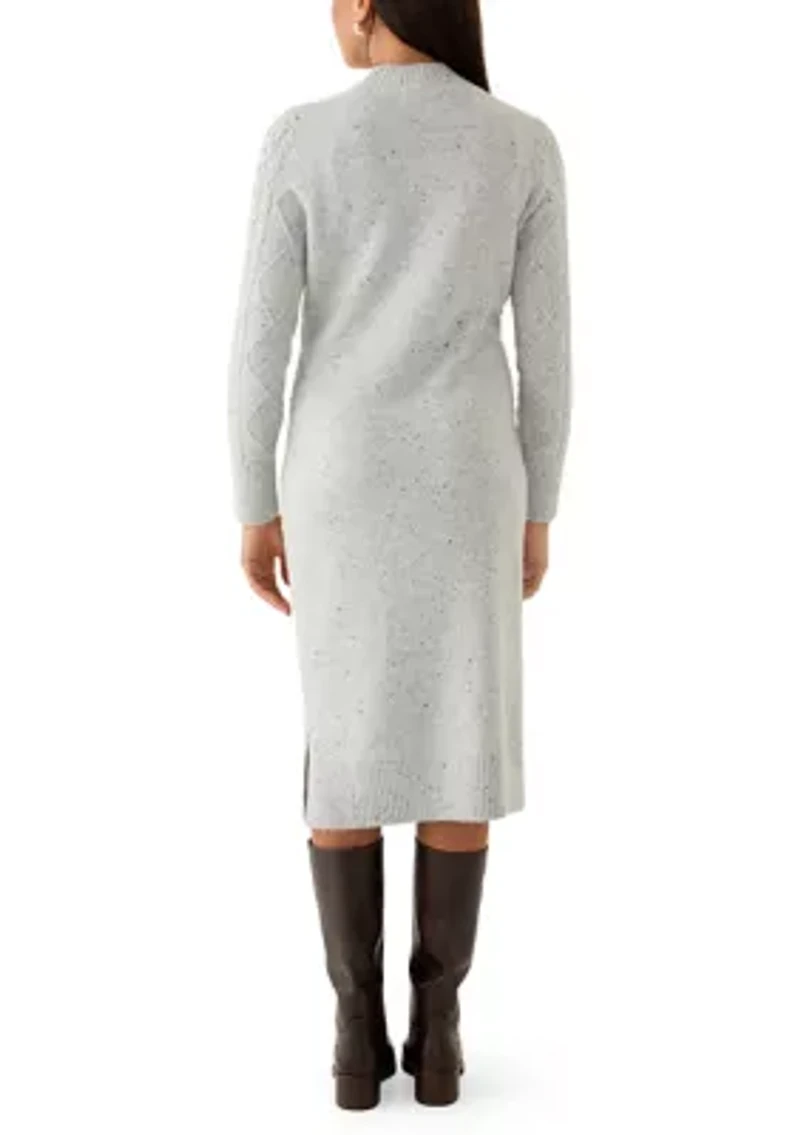 Women's Mock Neck Cable Midi Sweater Dress