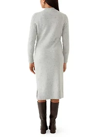 Women's Mock Neck Cable Midi Sweater Dress