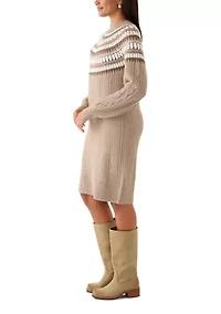Women's Mock Neck Intarsia Sweater Dress