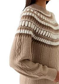 Women's Mock Neck Intarsia Sweater Dress