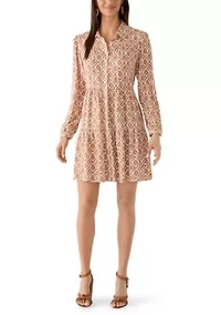Women's Long Sleeve Ruffle Mini Shirtdress