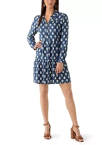 Women's Long Sleeve Ruffle Mini Shirtdress