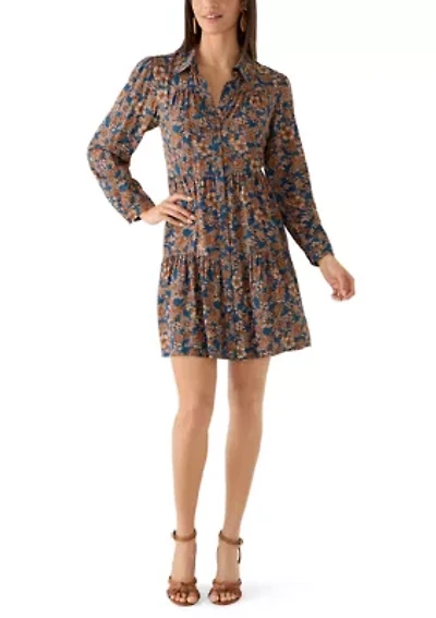 Women's Long Sleeve Ruffle Mini Shirtdress