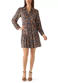 Women's Long Sleeve Ruffle Mini Shirtdress