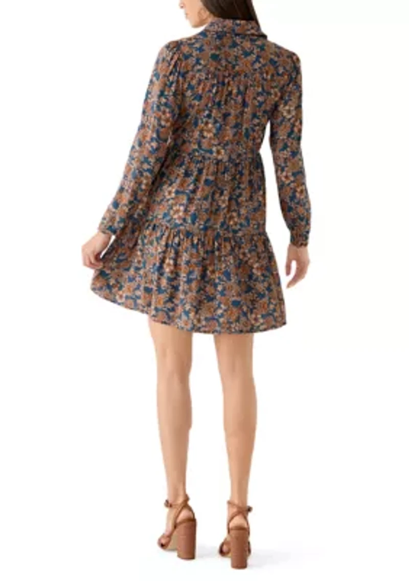 Women's Long Sleeve Ruffle Mini Shirtdress