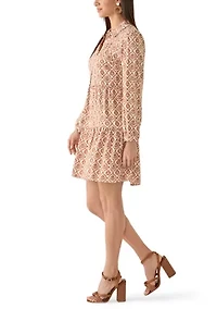 Women's Long Sleeve Ruffle Mini Shirtdress