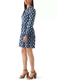 Women's Long Sleeve Ruffle Mini Shirtdress