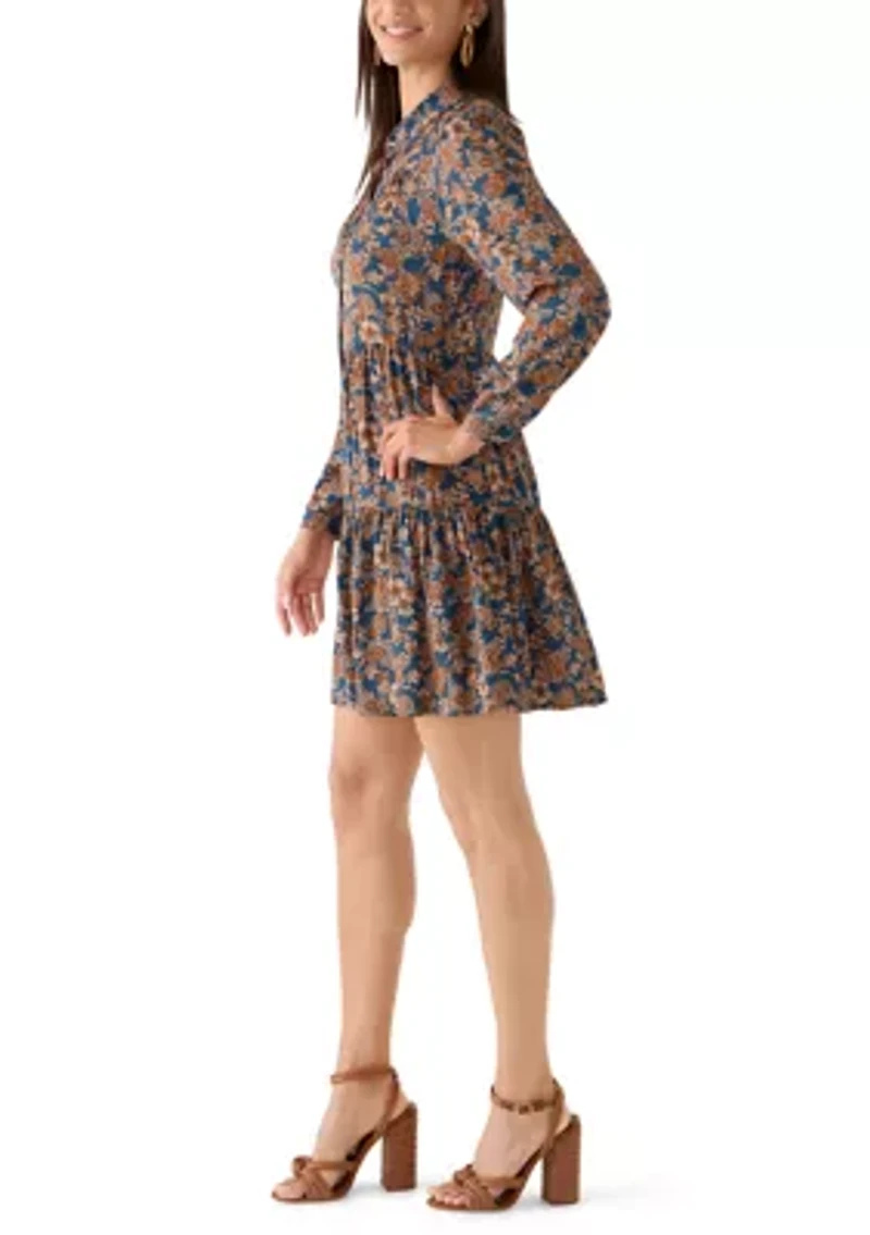 Women's Long Sleeve Ruffle Mini Shirtdress