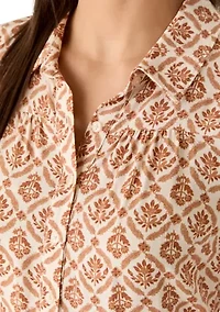 Women's Long Sleeve Ruffle Mini Shirtdress