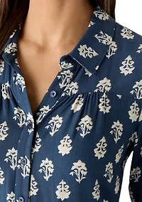 Women's Long Sleeve Ruffle Mini Shirtdress