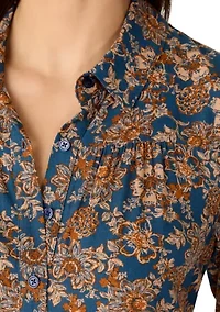 Women's Long Sleeve Ruffle Mini Shirtdress