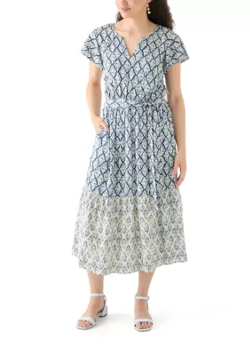 Women's Ruffle Sleeve Tiered Midi Dress