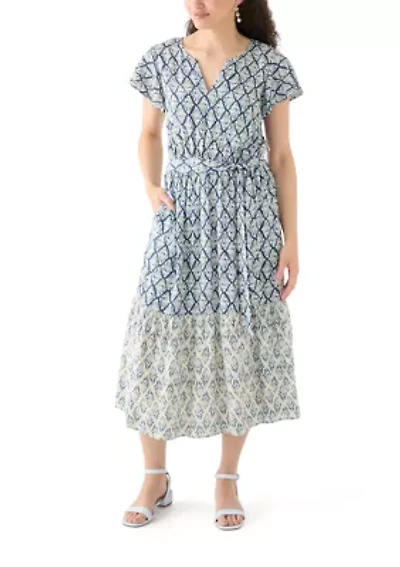 Women's Ruffle Sleeve Tiered Midi Dress