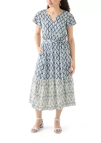 Women's Ruffle Sleeve Tiered Midi Dress