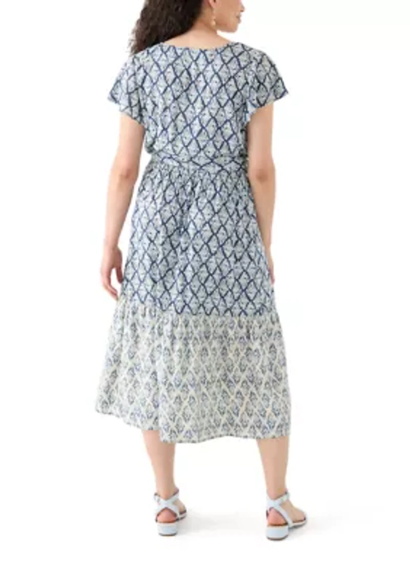 Women's Ruffle Sleeve Tiered Midi Dress