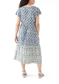 Women's Ruffle Sleeve Tiered Midi Dress