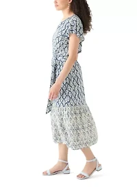 Women's Ruffle Sleeve Tiered Midi Dress