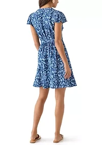 Women's Printed Flutter Sleeve Mini Dress