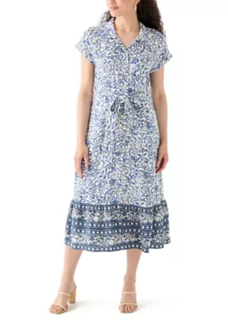 Printed Shirtdress with Belt