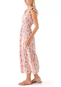 Women's Flutter Sleeve Printed Midi Dress