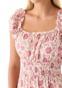 Women's Flutter Sleeve Printed Midi Dress