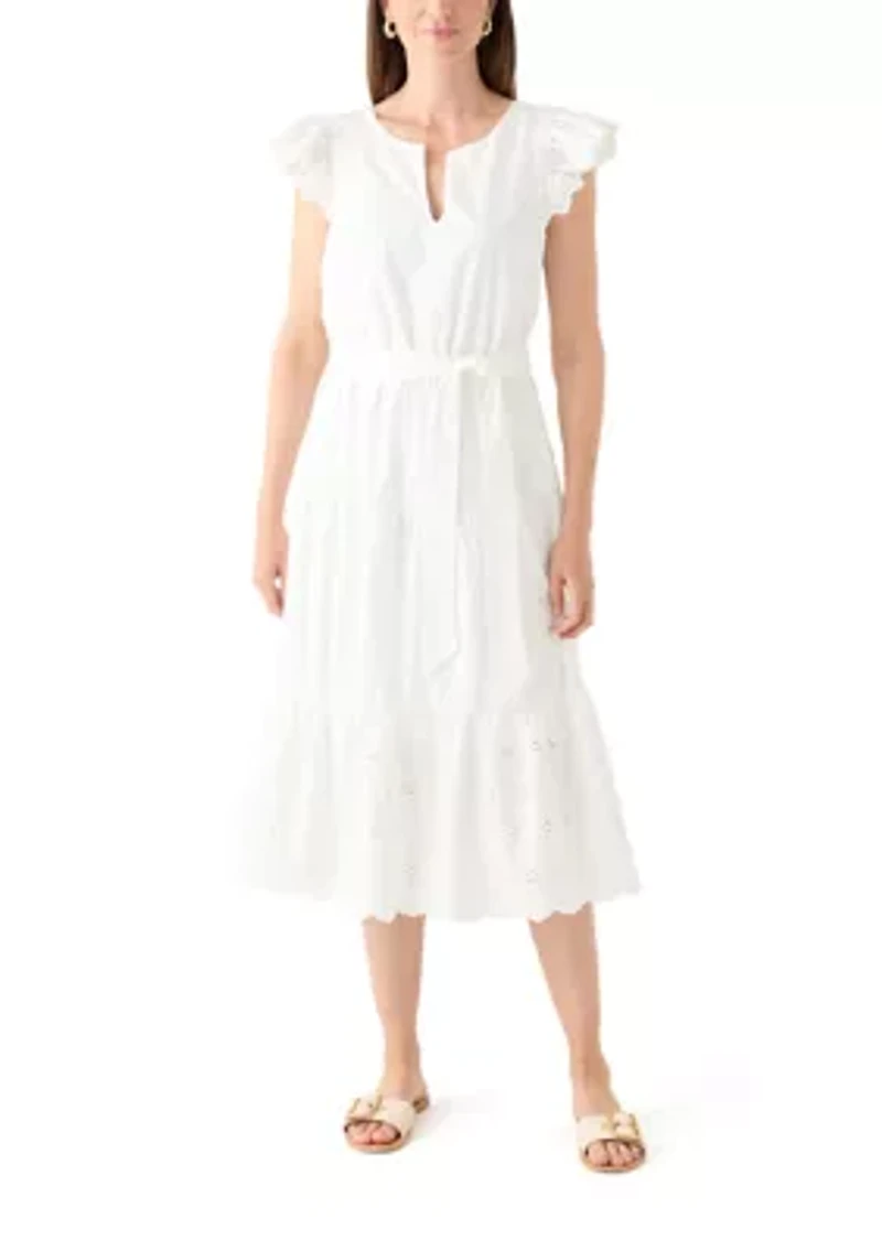 Cotton Eyelet Midi Dress