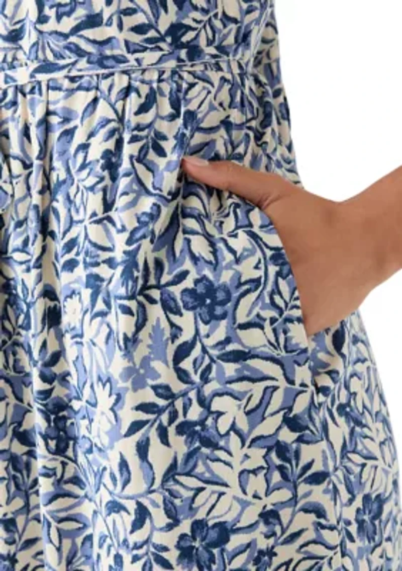 Women's Mandarin Collar Floral Midi Dress