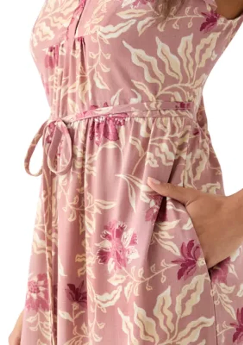 Women's Mandarin Collar Floral Midi Dress