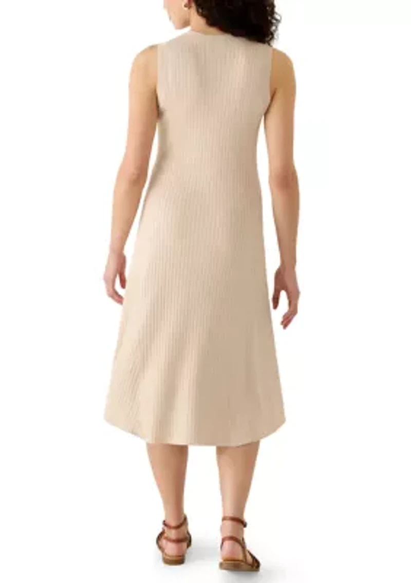 Women's Sleeveless Knit Button Front Midi Dress