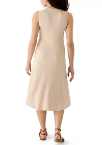 Women's Sleeveless Knit Button Front Midi Dress